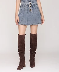 Avec Les Filles Women's Pleated Skater Mini Skirt