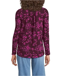 Lands' End Women's Petite Long Sleeve Lightweight Jersey Notch Neck Tunic Top