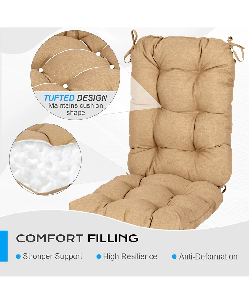 Aoodor Outdoor 42"x 20" x5" Tufted Back Cushions Patio Replacement Chair Cushion with Ties, Water and Fade Resistant for All Weather, S