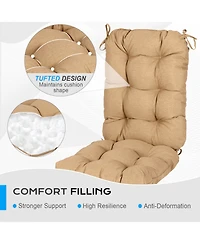 Aoodor Outdoor 42"x 20" x5" Tufted Back Cushions Patio Replacement Chair Cushion with Ties, Water and Fade Resistant for All Weather, S