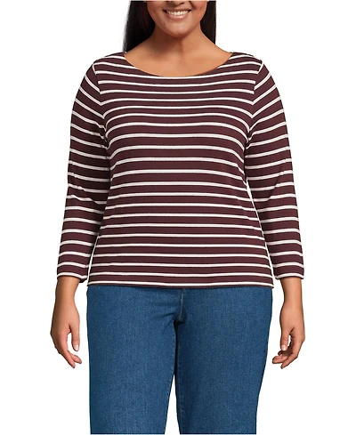 Lands' End Women's Plus Mariner Jersey Boatneck Top
