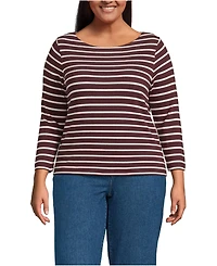Lands' End Women's Plus Mariner Jersey Boatneck Top