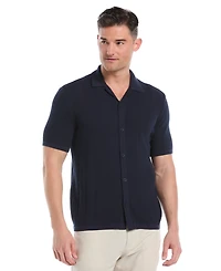 Cubavera Men's Short Sleeve Camp Collar Sweater Button-Front Shirt