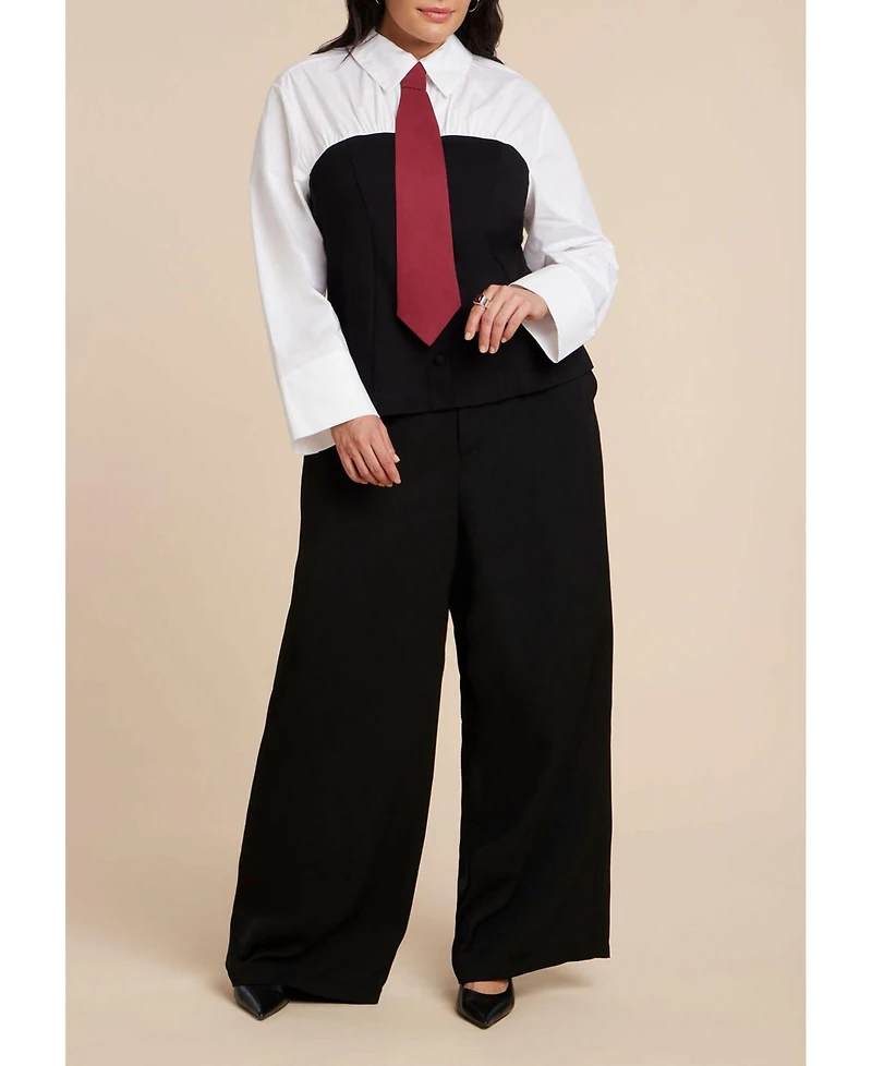 Eloquii Women's Plus Bustier Button Up Twofer