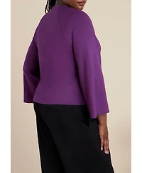 Eloquii Women's Plus Size Square Neck Seam Detail Top