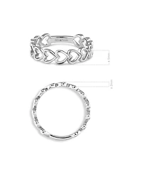 Devata Open Heart Ring Rhodium Plated Sterling Silver, 9