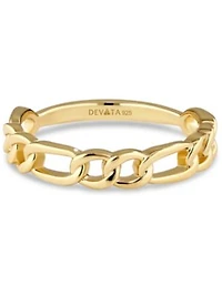 Devata Figaro Link Ring In Gold Plated Sterling Silver Size 6