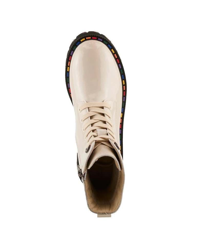 Spring Step Mistique Waterproof Leather Lace-Up Rain Boot with Artistic Outsole and Side Zipper