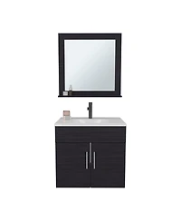 Depot E-Shop Jette Bathroom Set, Vanity Sink + Mirror, 2 Doors, 1 Shelf, White