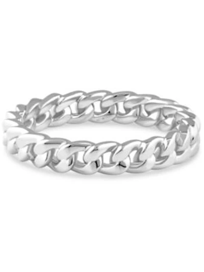 Devata Cuban Link Ring In Rhodium Plated Sterling Silver Size 7