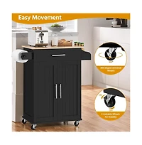 Yaheetech 35" H Rolling Kitchen Island Cart with Spice Rack