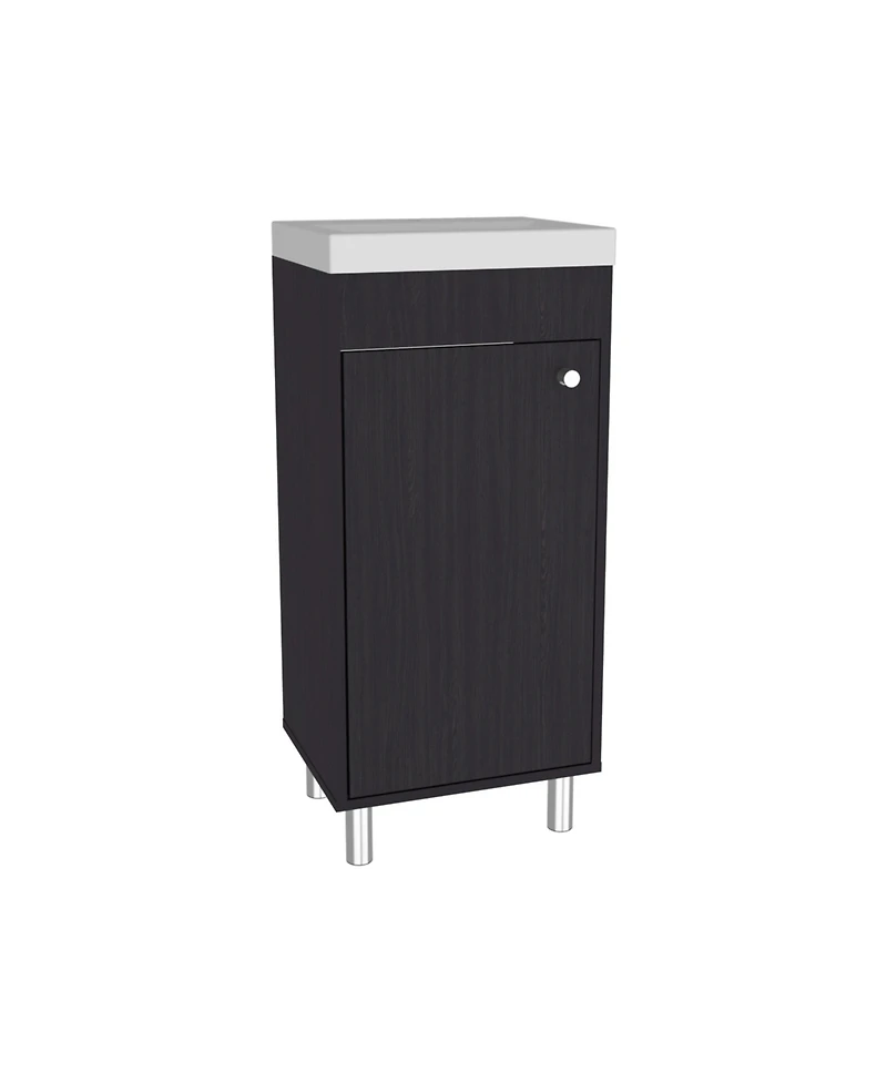 Depot E-Shop Valdez Bathroom Vanity, 1 Door, 4 Legs, 2 Shelves, White