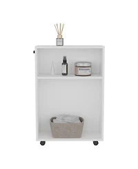 Saltillo Storage Cart, 2 Shelves, 4 Wheels, White