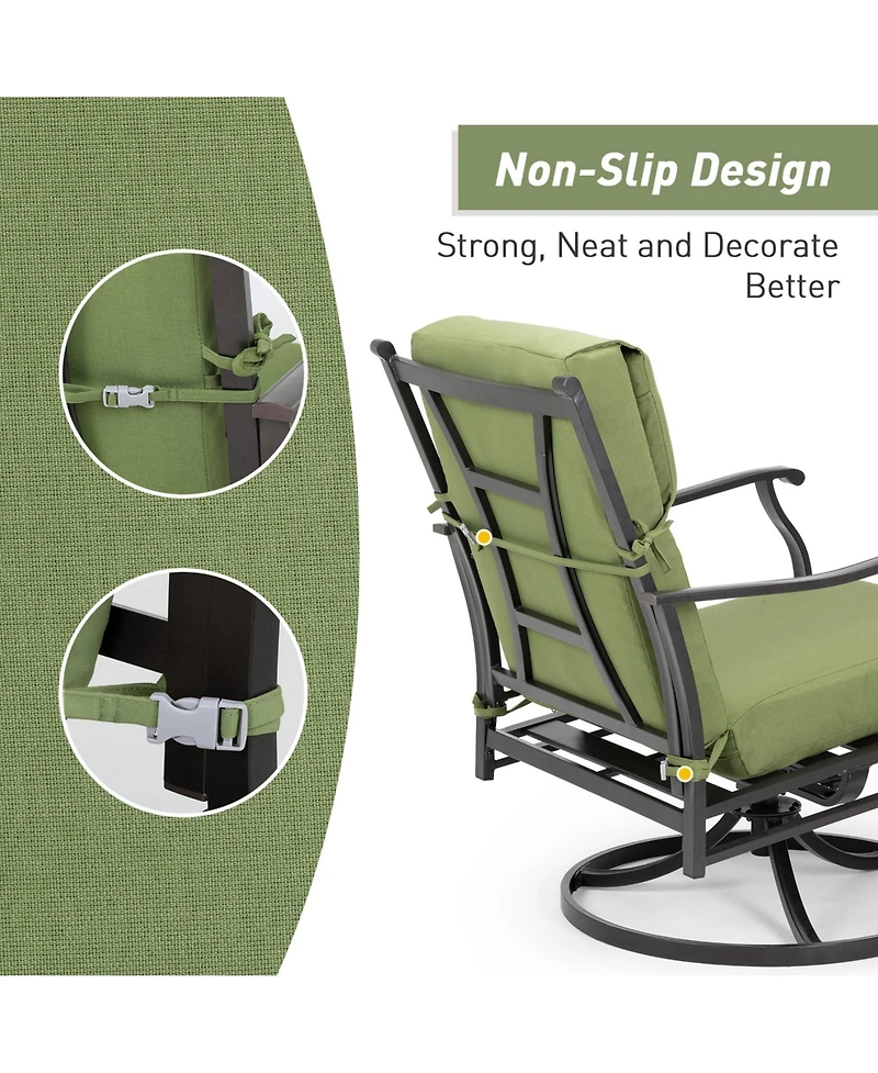 Aoodor Patio High Back Chair Cushion Olefin Fabric Slipcover Sponge Foam 46 x 21 x 4 Inch, Set of 4 (Only Cushions)
