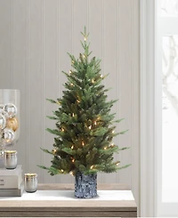 Puleo Pre-Lit Potted Artificial Christmas Tree with 50 Lights, 3'