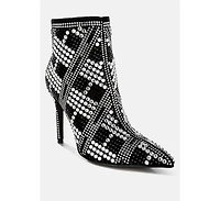 Urbanite Rhinestones Studded Stiletto Heel Boots Women