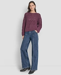 Dkny Jeans Petite Pointelle Crewneck Sweater