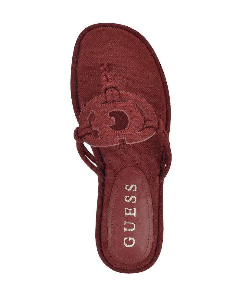Guess Women's Saime Embellished G Cutout Flat Thong Sandals