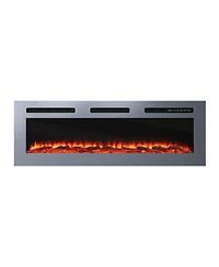 50''Stainless Steel Recessed or Wall Mount Smart Electric Fireplace