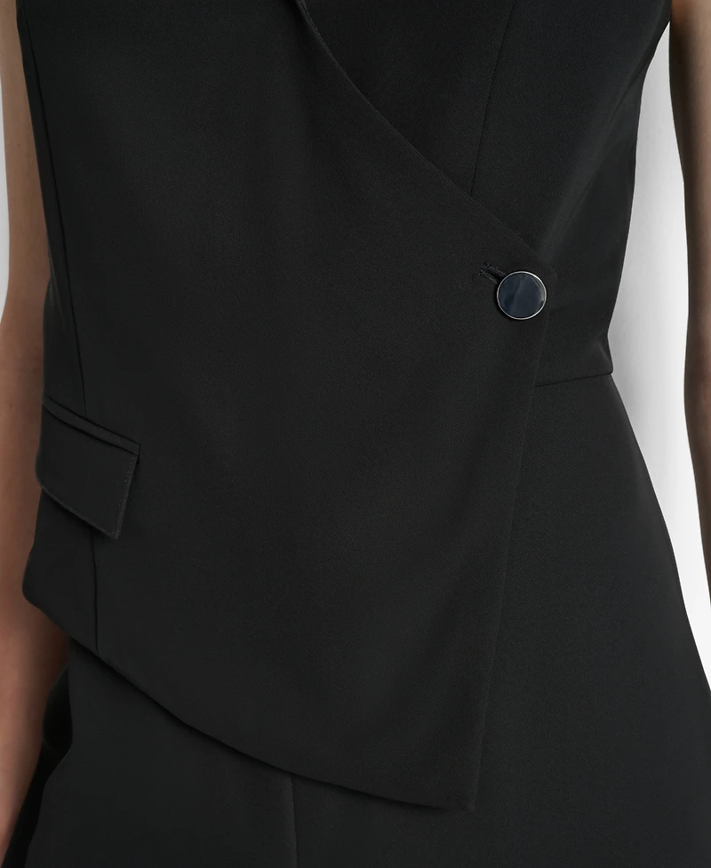 Dkny Sleeveless Asymmtetric Wide Leg Vest Jumpsuit