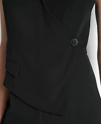 Dkny Sleeveless Asymmtetric Wide Leg Vest Jumpsuit