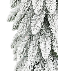 4' Pre-Lit Flocked Alpine Pencil Tree with Multi-Color Incandescent Lights