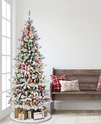 Puleo 6.5FT Pre-Lit Flocked Bennington Fir Tree