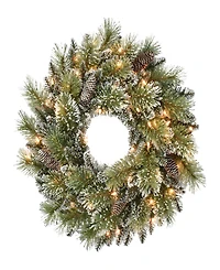 Puleo International 24 inch Prelit Premium Decorated wreath with 50 Clear Incandescent Lights