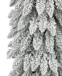 Puleo 6FT Pre-Lit Flocked Alpine Pencil Artificial Christmas Tree