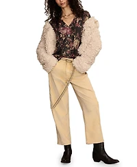 Lucky Brand Women's Embroidered Peasant Long Sleeve Top