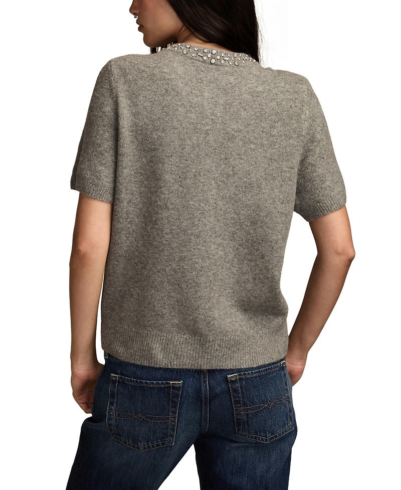 Lucky Brand Women's Embellished Collar Cardigan Sweater