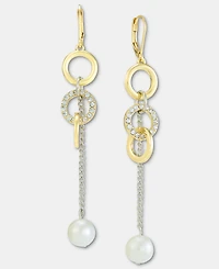On 34th Pave Circle & Imitation Pearl Linear Drop Earrings, Macy's Exclusive