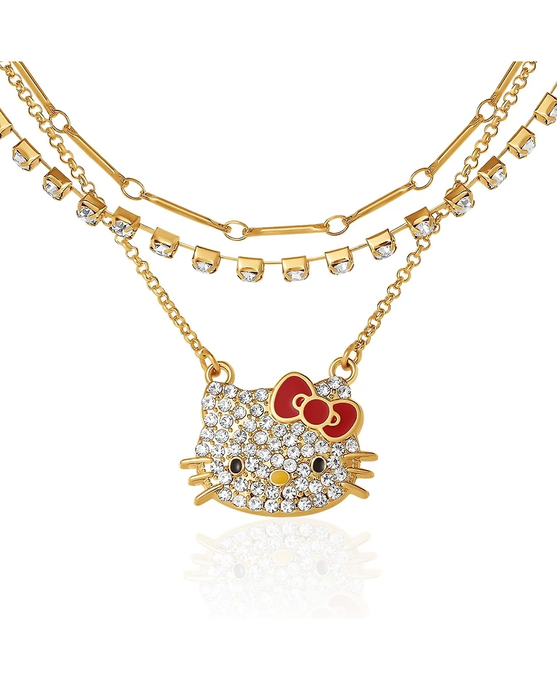 Hello Kitty Double Chain Necklace with Crystal Embellished Charm