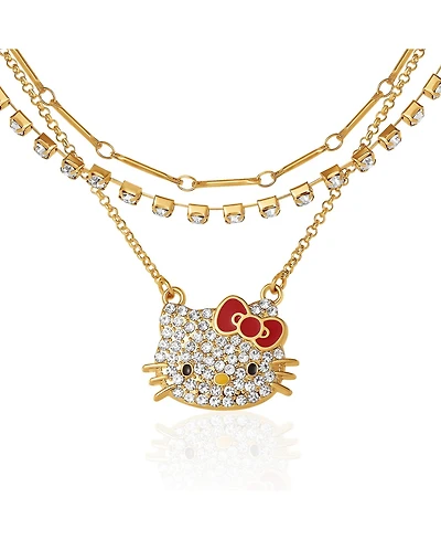 Hello Kitty Double Chain Necklace with Crystal Embellished Charm