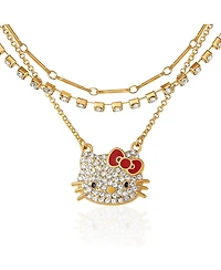 Hello Kitty Double Chain Necklace with Crystal Embellished Charm