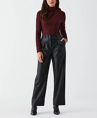 Ella Rafaella Petite Honeycomb Mosaic Print Ruched Mock Neck Long Sleeve Top