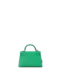 Pre-Owned Hermes Kelly 20 Handbag Green Chevre Mysore with Palladium Hardware