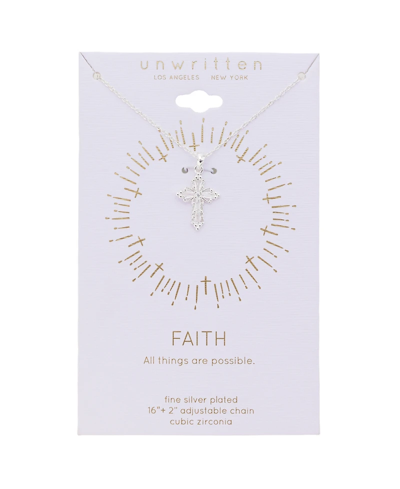 Unwritten Cubic Zirconia Cross Pendant Necklace