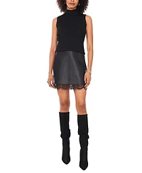 Vince Camuto Women's Sleeveless Mock Neck Ribbed Top