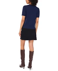 Vince Camuto Women's Short Sleeve Ribbed Cardigan Sweater