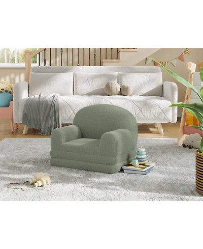 gaomon Kids Sofa Chair, 2-in-1 Convertible Toddler Couch Lounge, Comfy Fold Out Teddy Fleece Fabric Children's Bed