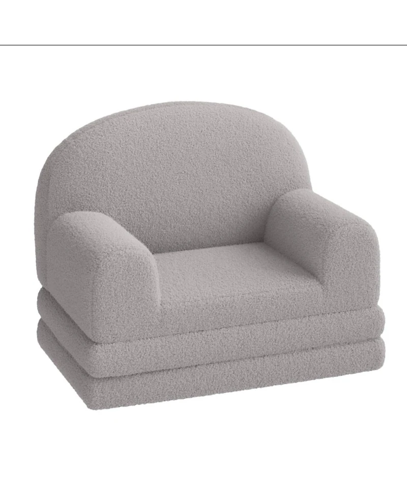 gaomon Kids Sofa Chair, 2-in-1 Convertible Toddler Couch Lounge, Comfy Fold Out Teddy Fleece Fabric Children's Bed