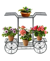 Gymax 6-Tier Garden Cart Stand Flower Rack Display Decor Flower Pot Plant Holder