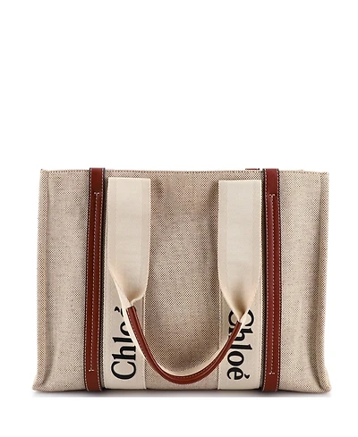 Pre-Owned Chloe Medium Woody Tote Canvas with Leather