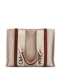 Pre-Owned Chloe Medium Woody Tote Canvas with Leather