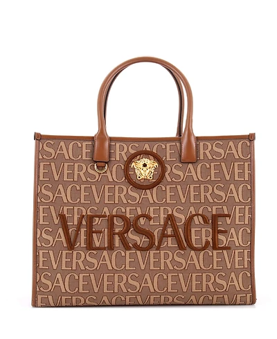 Pre-Owned Versace Large Allover Medusa Tote Printed Jacquard Canvas