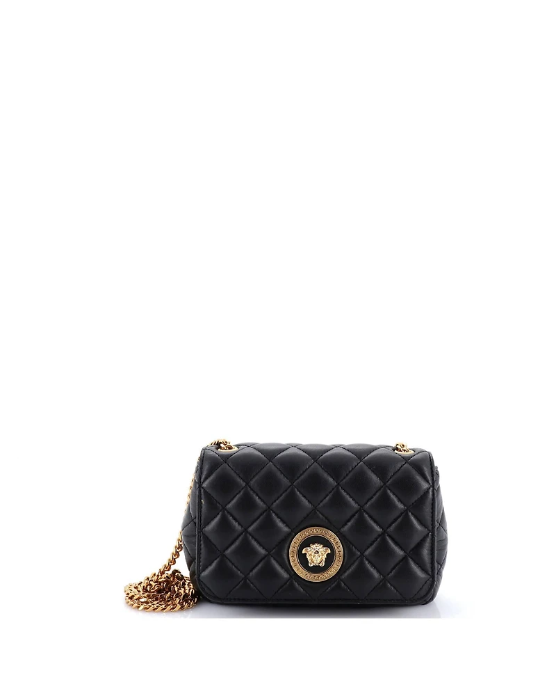 Pre-Owned Versace Mini Medusa Icon Chain Flap Bag Quilted Leather