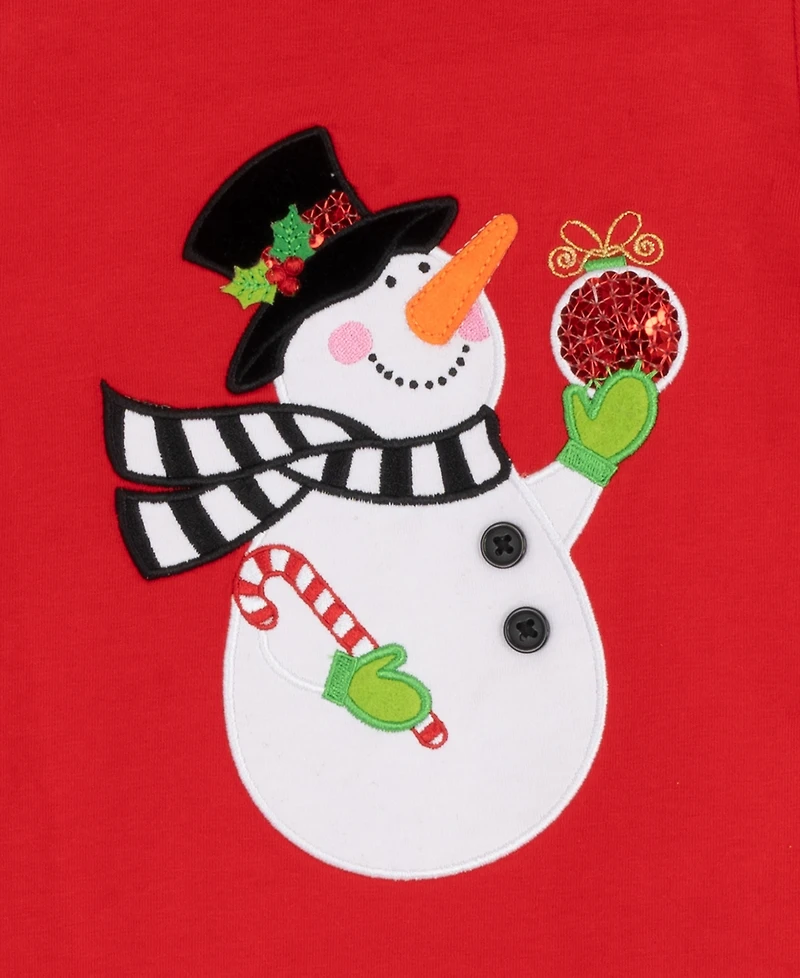 Rare Editions Baby Girls 2-Piece Snowman Applique Top and Polka Dots Leggings Set