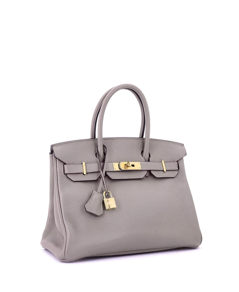 Pre-Owned Hermes Birkin 30 Handbag Grey Novillo with Gold Hardware