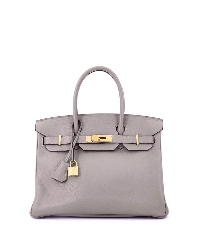 Pre-Owned Hermes Birkin 30 Handbag Grey Novillo with Gold Hardware
